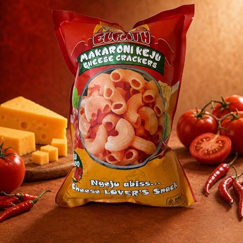 Elfath Balado Cheese gluten-free cheese cracker with Indonesian chilli spice